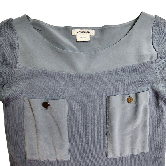 Lacoste Womens Blue Pocketed Knit Dress With Back Tie Size 32 - Picture 7 of 14